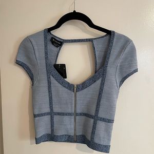 NWT Bebe Blue Zippered Crop Top